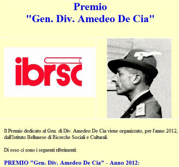 Premio “Gen. Div. Amedeo De Cia 2012 -  Bassano del Grappa 15 settembre 2012